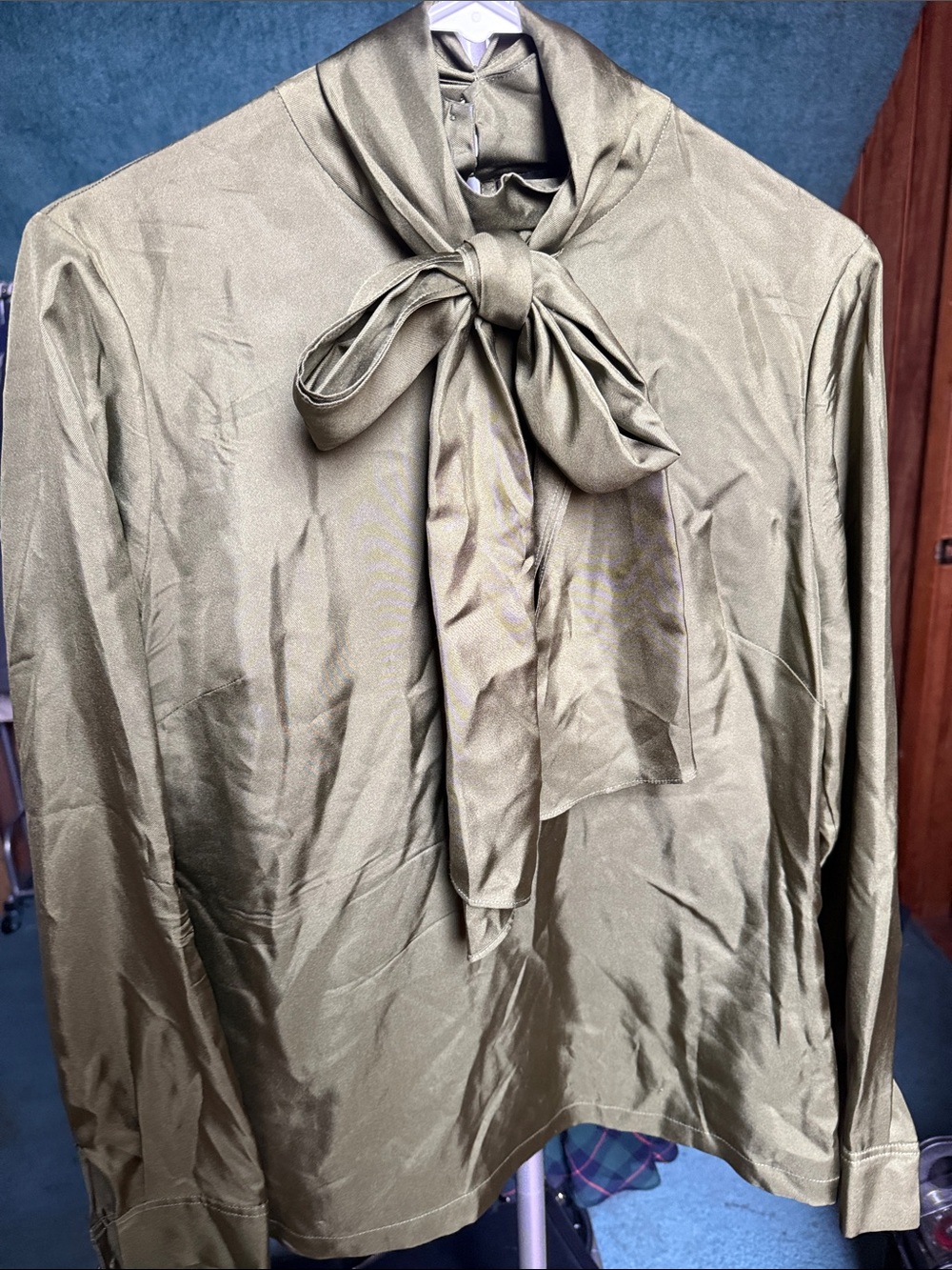 Ted Baker Olive Tie-Neck Blouse size 3